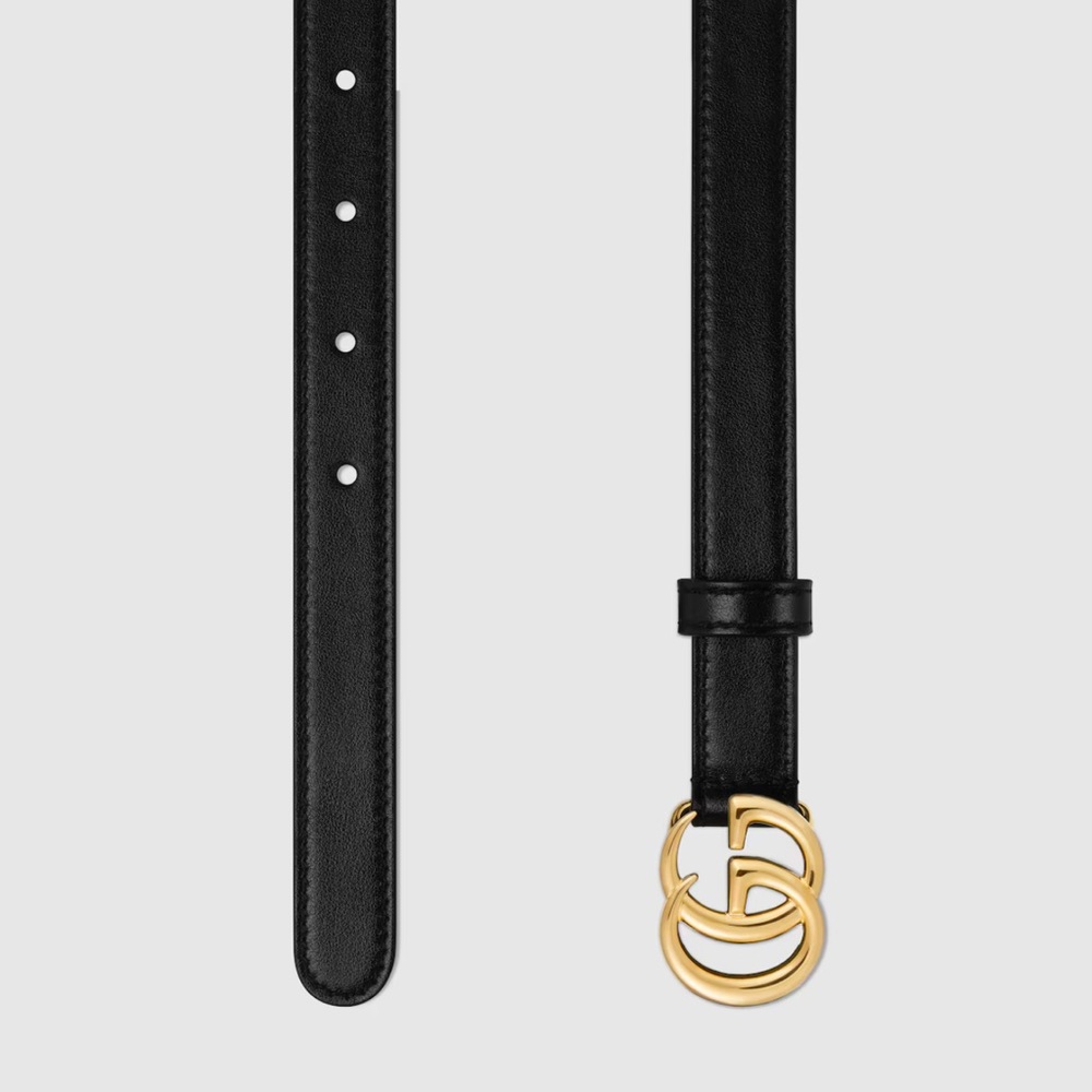 Gucci GG Marmont thin leather belt with shiny buckle variation black leather 85 - Picture 2 of 4